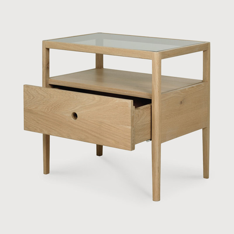 Spindle 1 - Drawer Solid Wood Nightstand, Natural