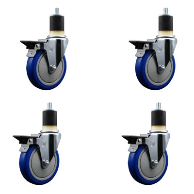 Poly Swivel 1-7/8 Inch Expanding Stem Caster Set with Brake SCC