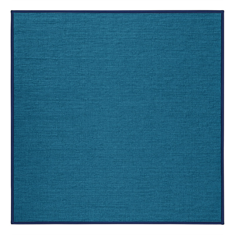 Machine Washable Solid Blue Area Rug, Square 3'