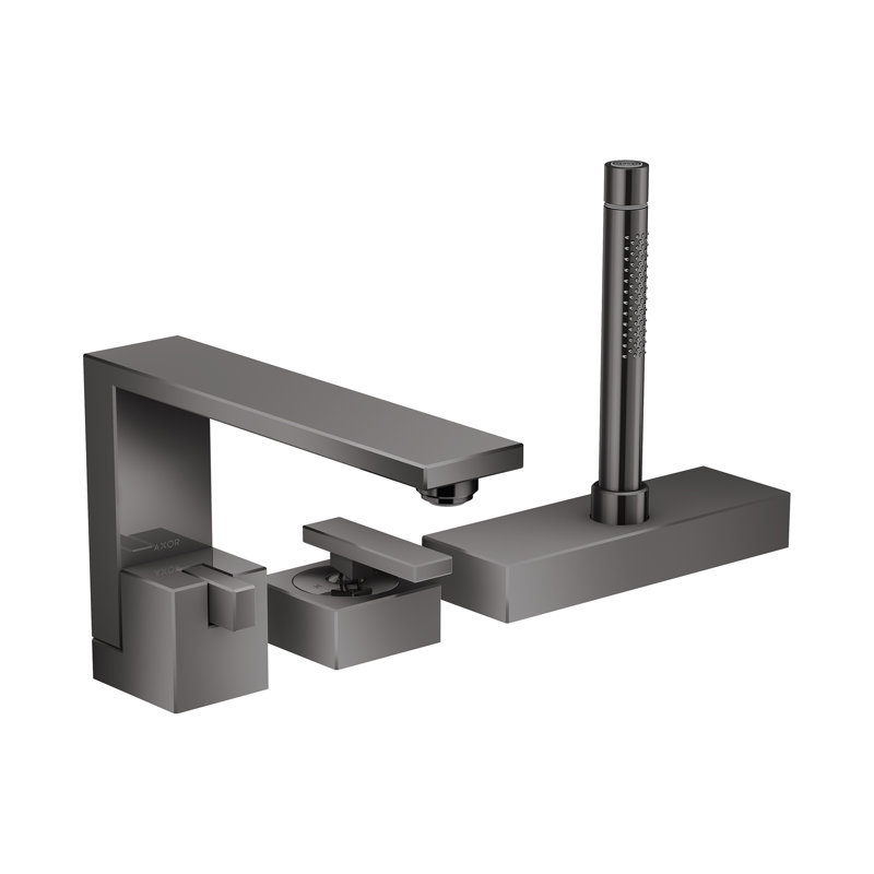 Edge Tub Filler with Diverter, Polished Black Chrome