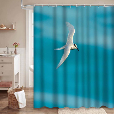 Rideau de douche avec 12 crochets Flying Blue Bird