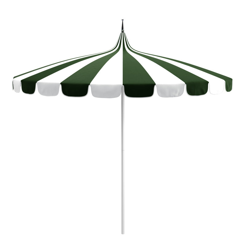 Parasol de marché rayé Tayeko, Toile Sunbrella® vert forêt