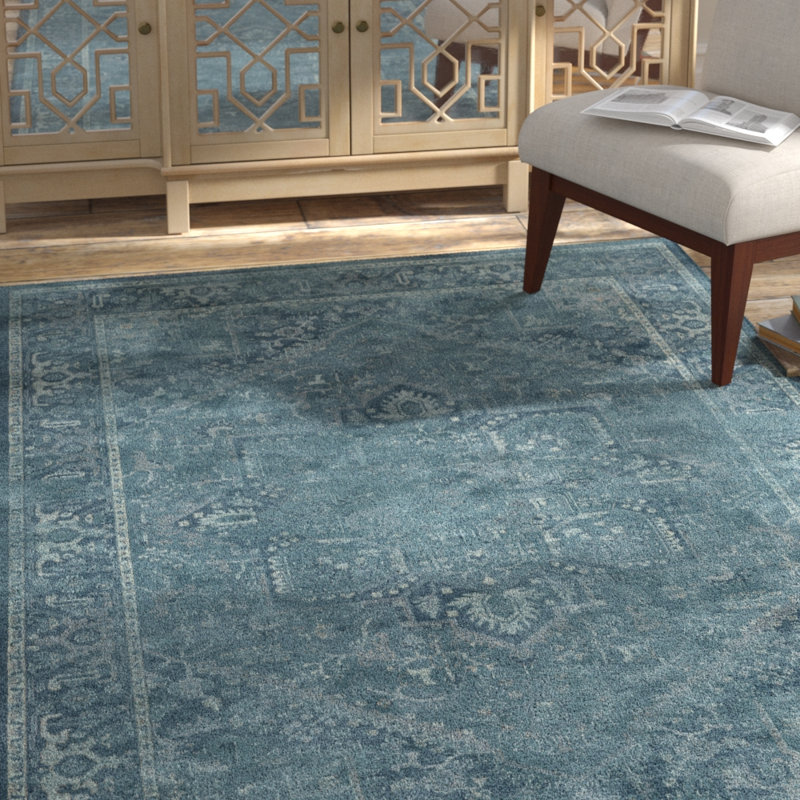 Evanoff Oriental Blue Area Rug, Rectangle 4' x 5'7"