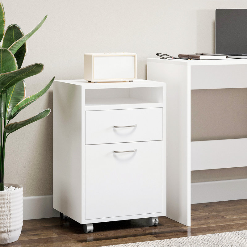Rangement mobile avec classeur en bois