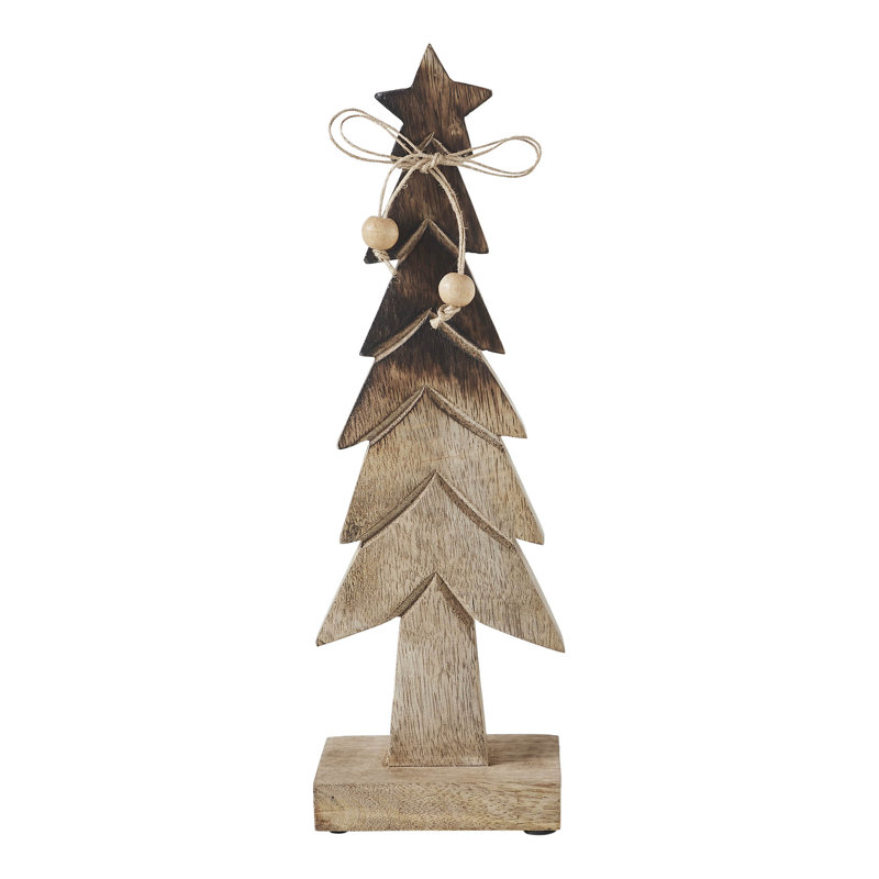 Figurine d'arbre de Noël en bois brun, H 11,75 po x l 3,75 po x P 2,75 po