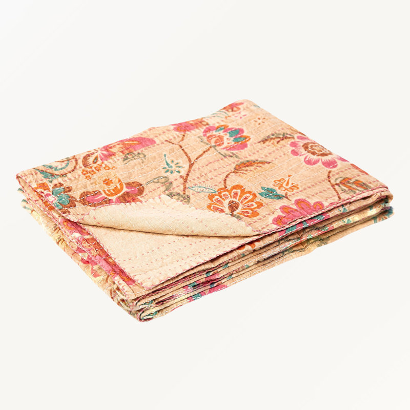 Jeté en soie, L 69,77 po x l 49,79 po, Floral orange / vert