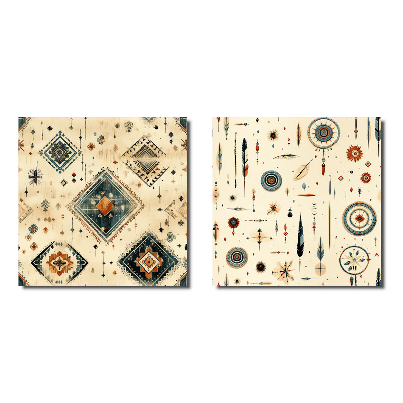 Nessa - Ensemble de 2 collages carrés à formes abstraites, H 16 po x l 33 po, Toile tendue