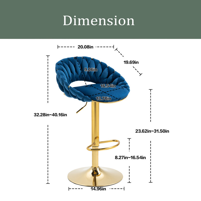 Tabouret de bar pivotant Punak, Bleu marine