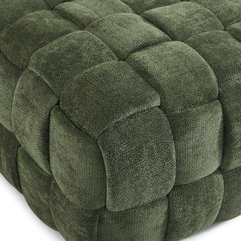 Repose-pieds rembourré surdimensionné en chenille pour salon et chambre à coucher, 17,3 po x l 33,9 po x P 33,9 po, Olive