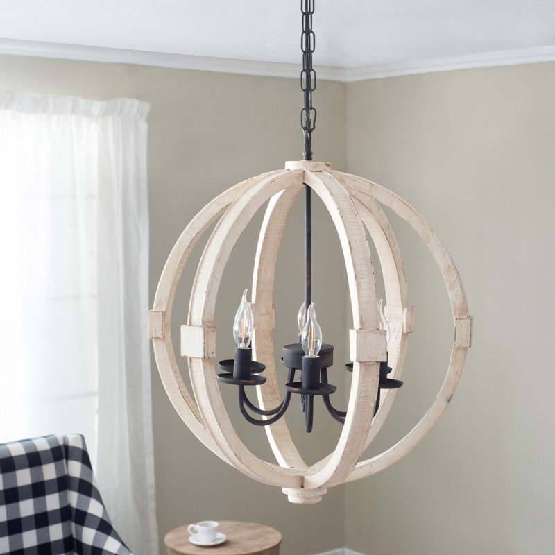 Lustre en bois 6 lumières