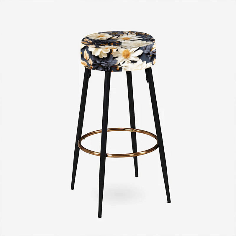 Ensemble de 2 tabourets de bar Exotic Tapestries, Collage blanc Dahlia