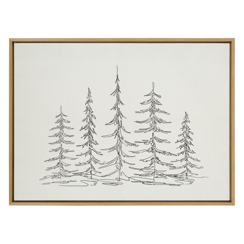 «Minimalist Evergreen Trees S croquis» par The Creative Bunch Studio, reproduction d'art sur toile encadrée, Naturel