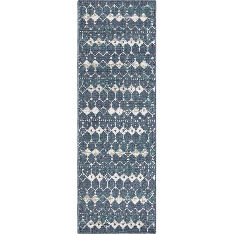 Geometric Indoor / Outdoor Rug, Runner 2' x 6'