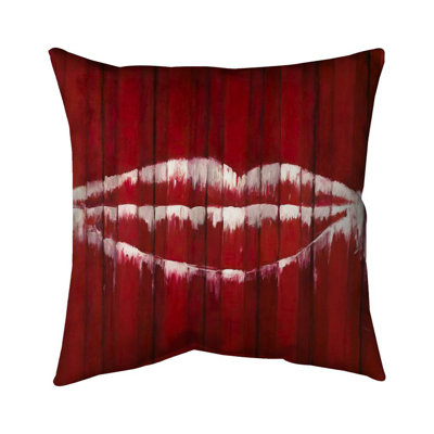 Graffiti of a mouth on container - 26"x26" Throw pillow - Poly twill - Print on demand