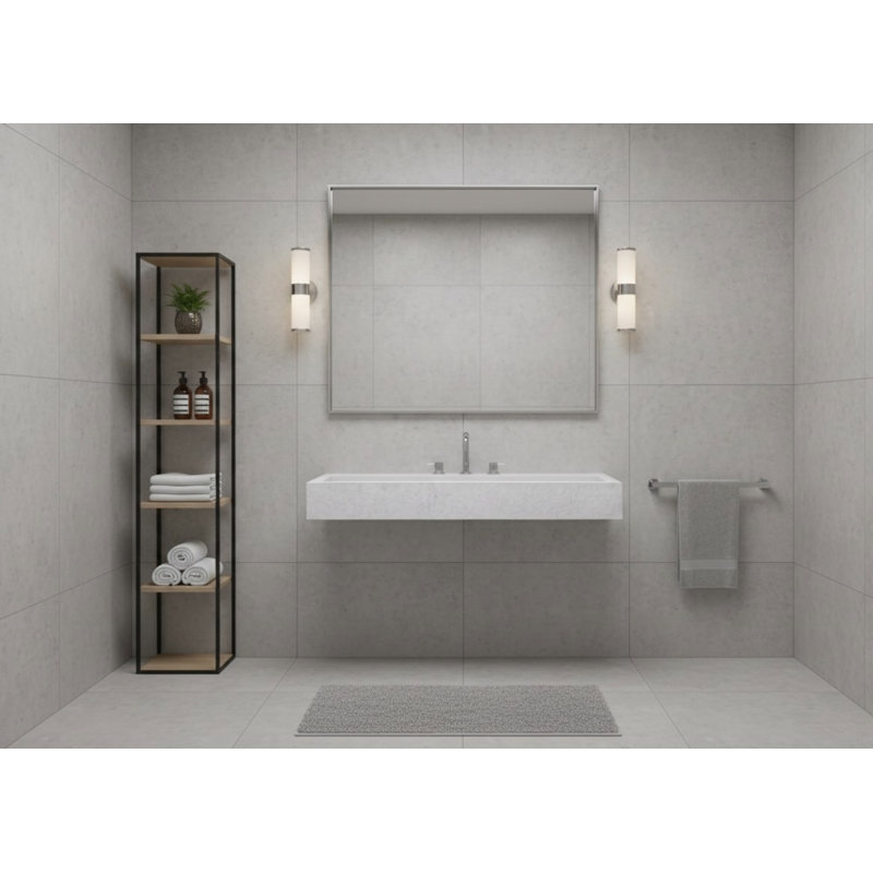 Vast Studio 39.4” L x  18.9” W Wall-Mounted Rectangular Bathroom Sink – White/White Elevated Concrete, White
