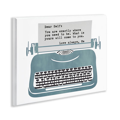 Inspirational Typewriter Note to Self Wall Plaque, design by Annabelle Hall