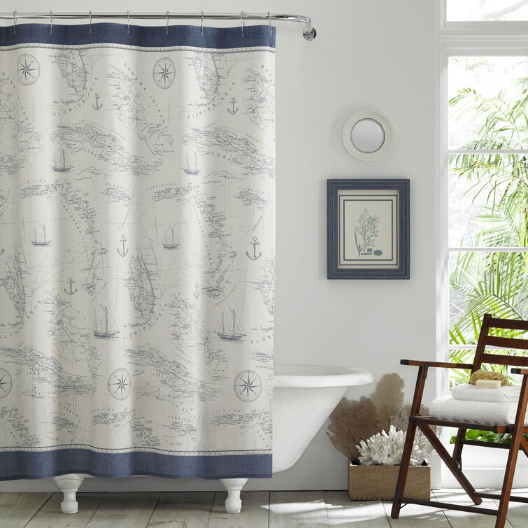 Caribbean Sea 100% Cotton Single Shower Curtain