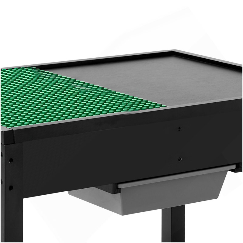 Table d'activités pour enfants en bois, plateau de table double face blocs de construction, table de jeu polyvalente avec 2 bacs de rangement pour enfants de 3 ans et plus, grand espace de rangement, cadeau pour garçons et filles, noir