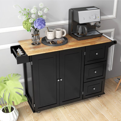 Solid Wood Top Kitchen Cart