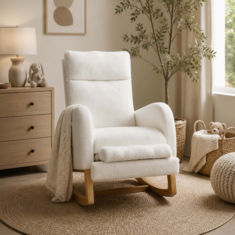 Chaise berçante Teddy, Blanc, Blanc