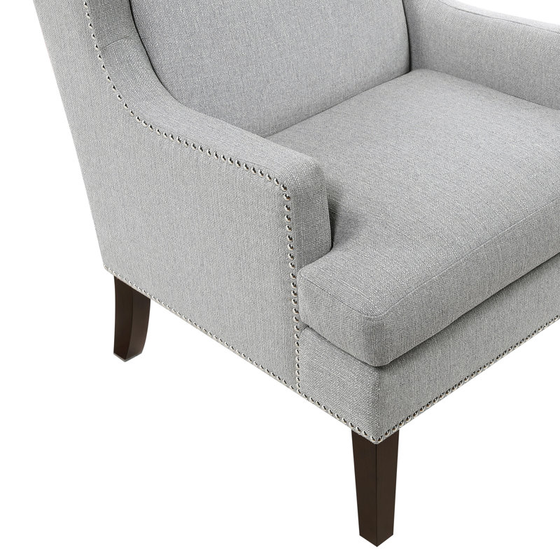 Chaise d'appoint en contreplaqué, revêtement gris, housse de coussin amovible, chaise d'une profondeur de 29 po avec siège en mousse, housse avec fermeture à glissière