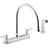 , 1.5 gpm Triton Bowe 1.8 gpm Kitchen Sink Faucet with 9-516 In. Gooseneck Spout, Matching Finish Sidespray, Aerated Flow and Wristblade Handles