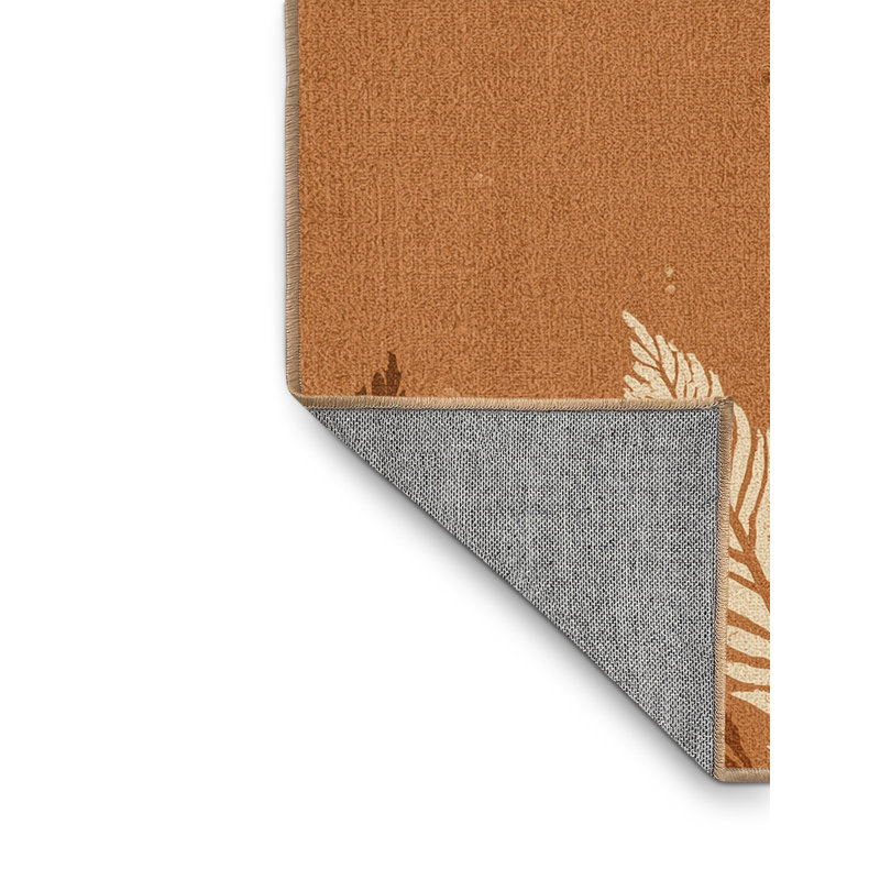 Tapis abstrait moderne et contemporain Moravian Thanksgiving lavable à la machine en brun - reliure brun clair, 4 x 2
