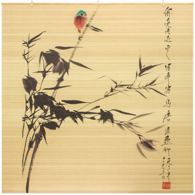 Bamboo Window Shade Blind - Autumn Birds 36" W