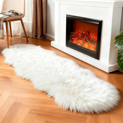 Artificial Fur Carpet Sheepskin Coarse Plush White