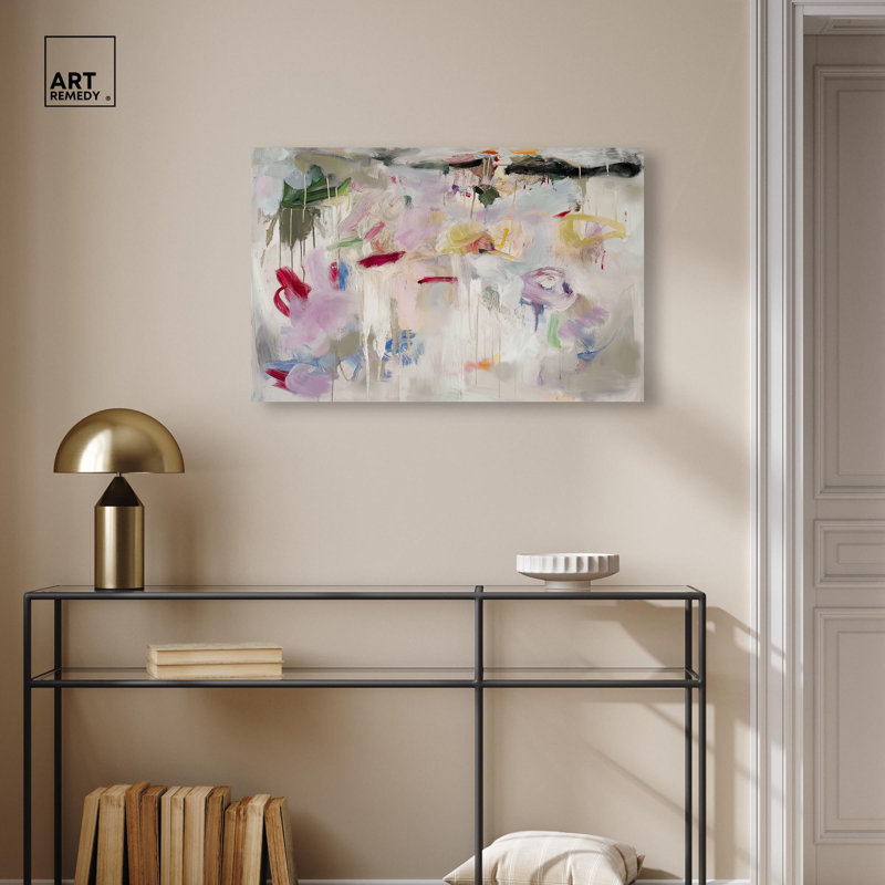 Lilas brume sur toile Modern Abstracts par, Toile tendue avec châssis, H 20 po x l 30 po