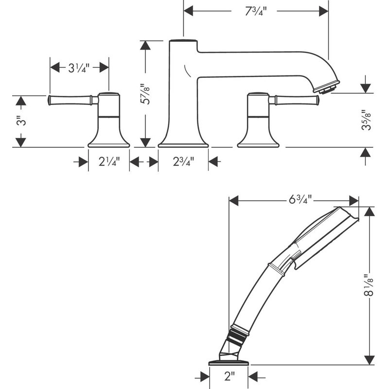 Talis C Double Handle Deck Mounted Roman Tub Faucet, Brushed Nickel