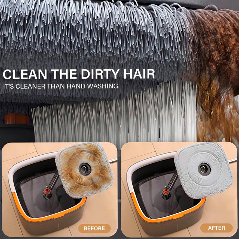 Spin Mop And Bucket System, Includes Dual Compartment Mop Bucket With Thick Washable Microfiber Pads For Home Cleaning (Mop Set)