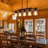5-Light Wood 34" Kitchen Island Pendant with Clear Glass Shades-857510015
