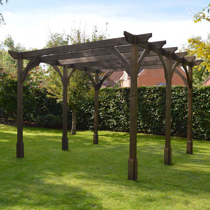 Bavaro Solid Wood Pergola, Rustic Brown, 270cm H  x 420cm W  x 180cm D