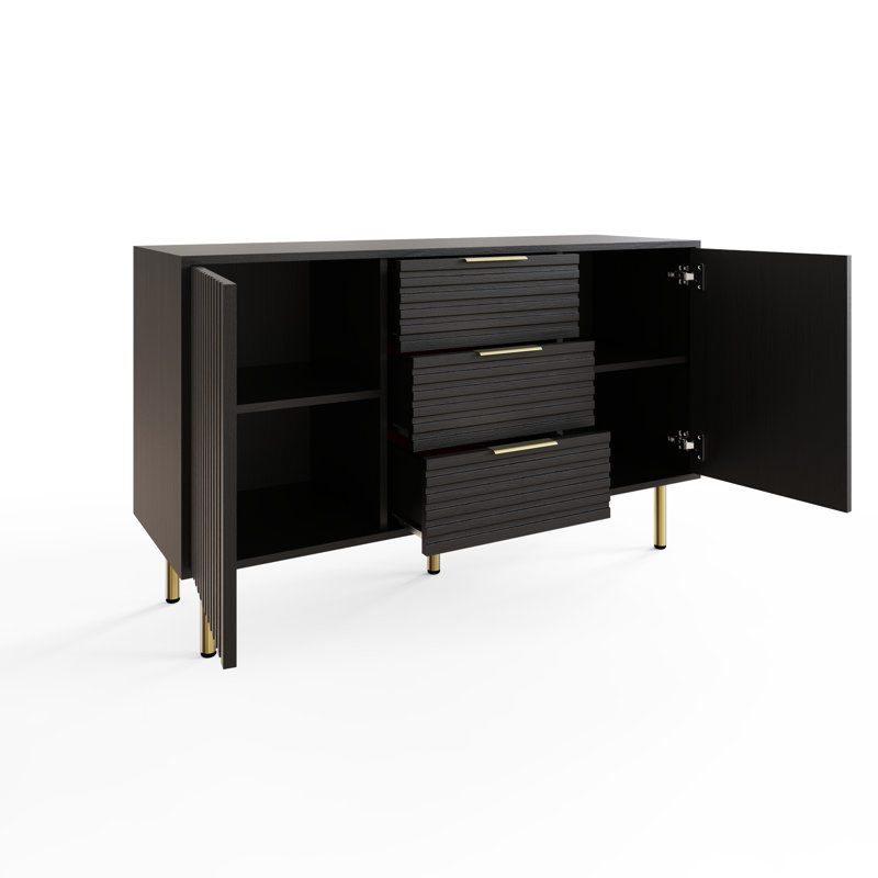 Saraghna 116cm Sideboard, Black/Gold