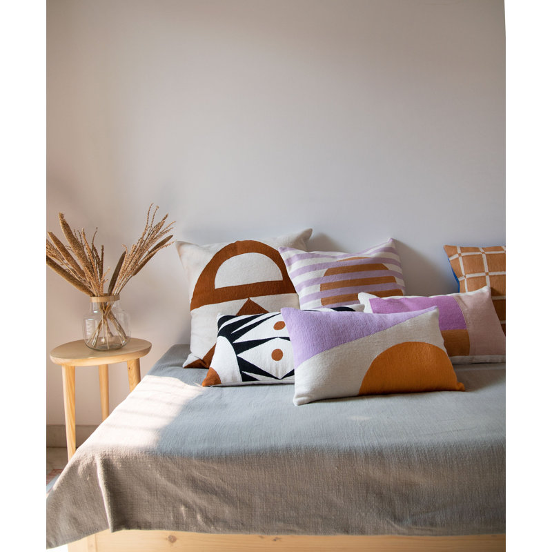 Zaza Wool Square Pillow Cover, White/Brown