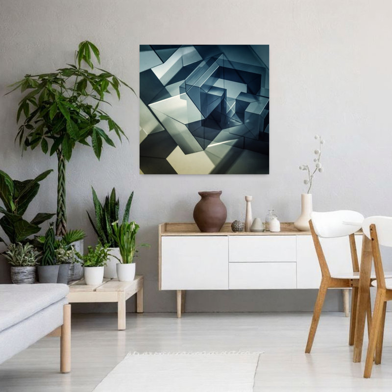 Art contemporain abstrait géométrique, H 36 po x l 36 po