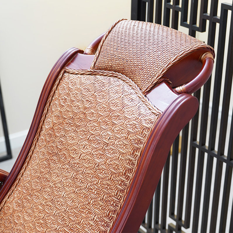 Chaise berçante décontractée en rotin naturel tissé à la maison, Brun / brun rougeâtre