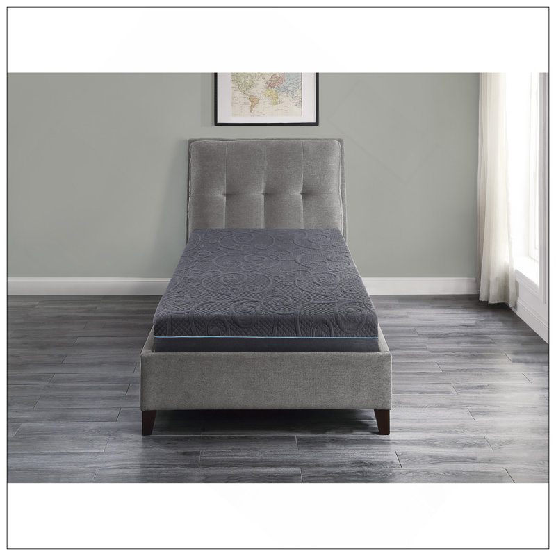 Matelas hybride en mousse viscoélastique imprégnée de gel 8 po, gris foncé, matelas dans une boîte, matelas ferme et confortable