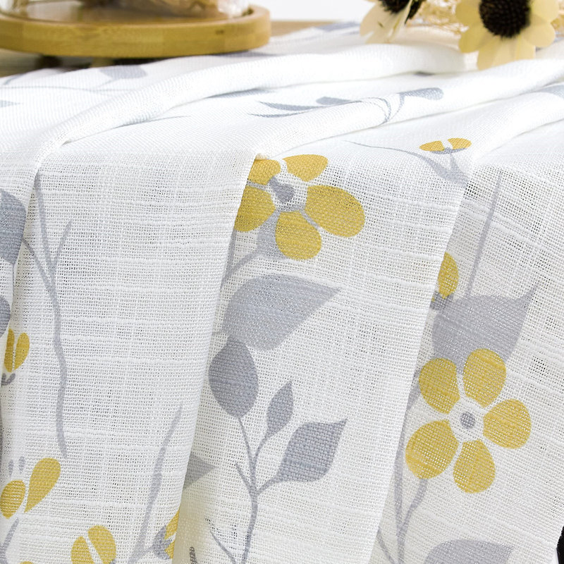 Semi Sheer Curtain Panel Pair, 127cm Width x 182.88cm Drop, Yellow