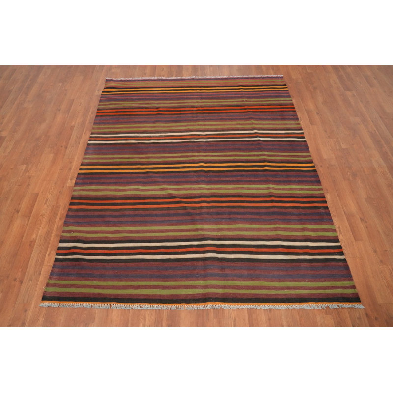 Tapis rayé en laine 5 x 7
