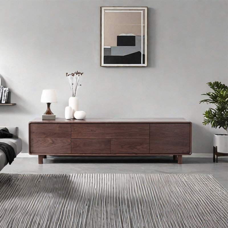 Meuble télé de salon en bois massif, 70.87"