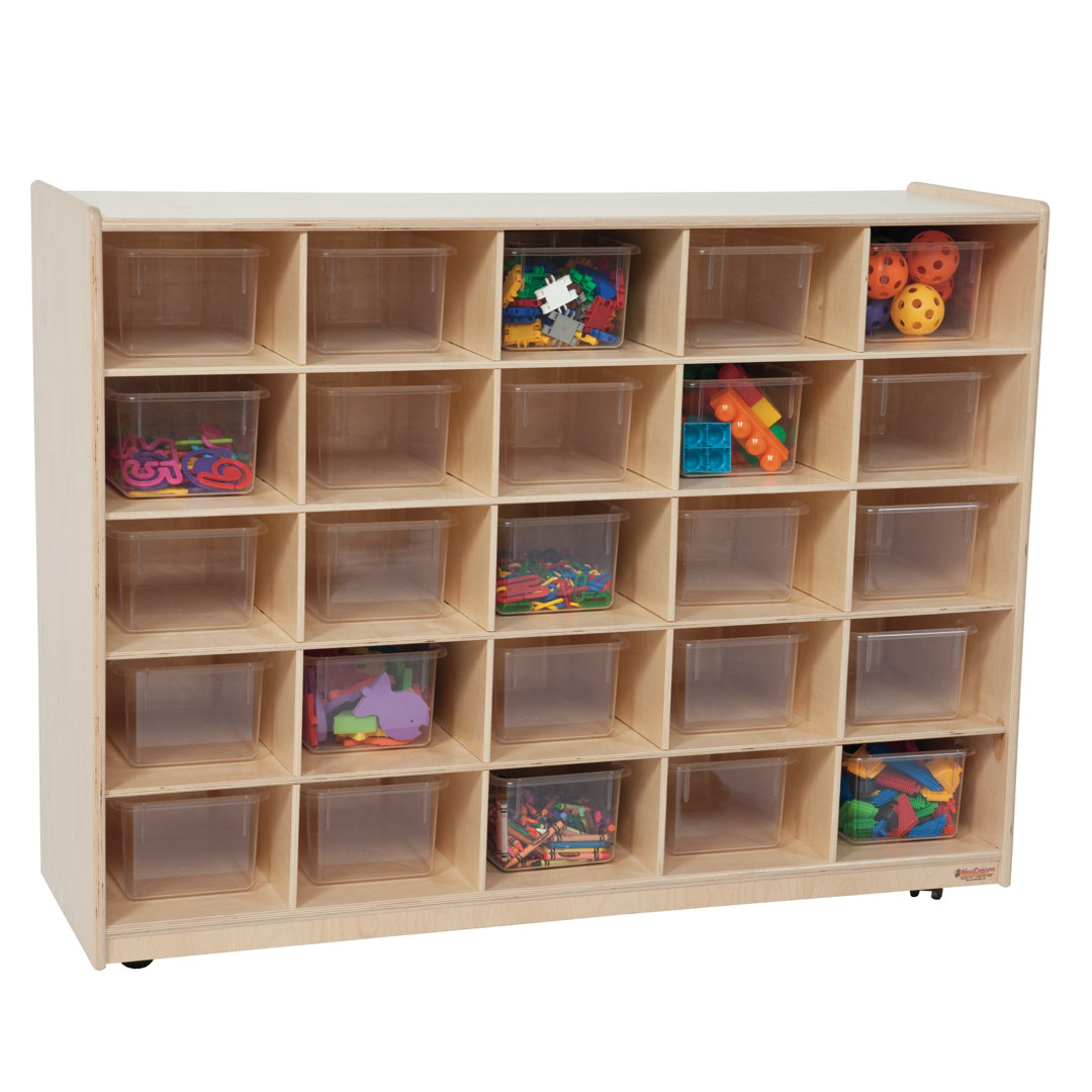 Contender 25 Tray Storage w/Translucent Trays, Assembled w/Casters Wood Designs