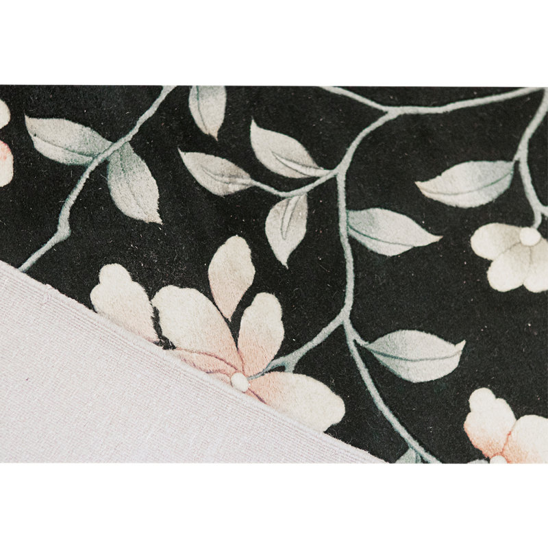 Hand Knotted Wool Area Rug in Black And Gray