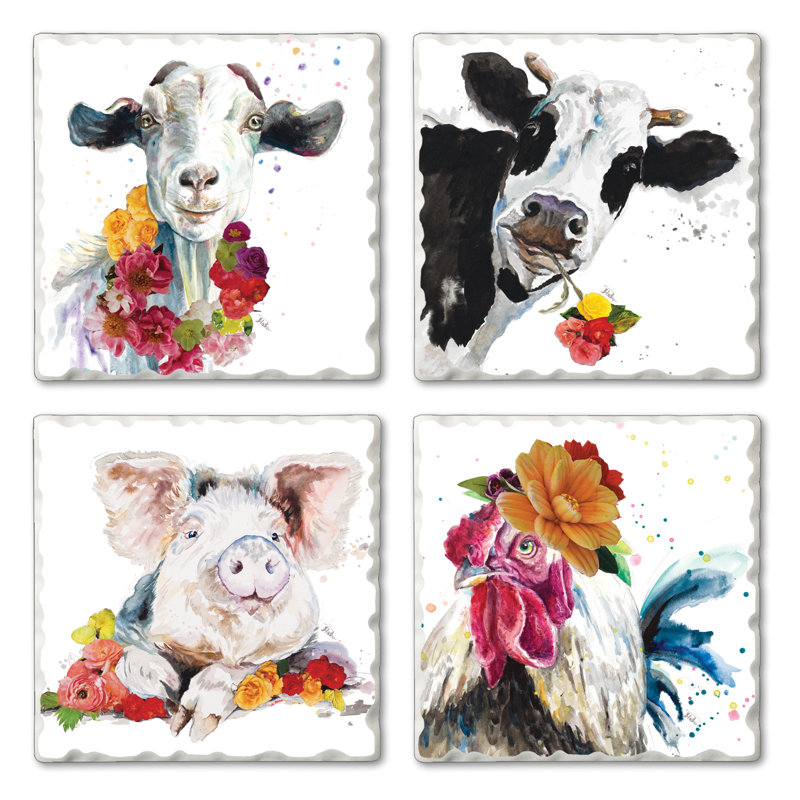 Stoneware Square 4 Piece Coaster Set