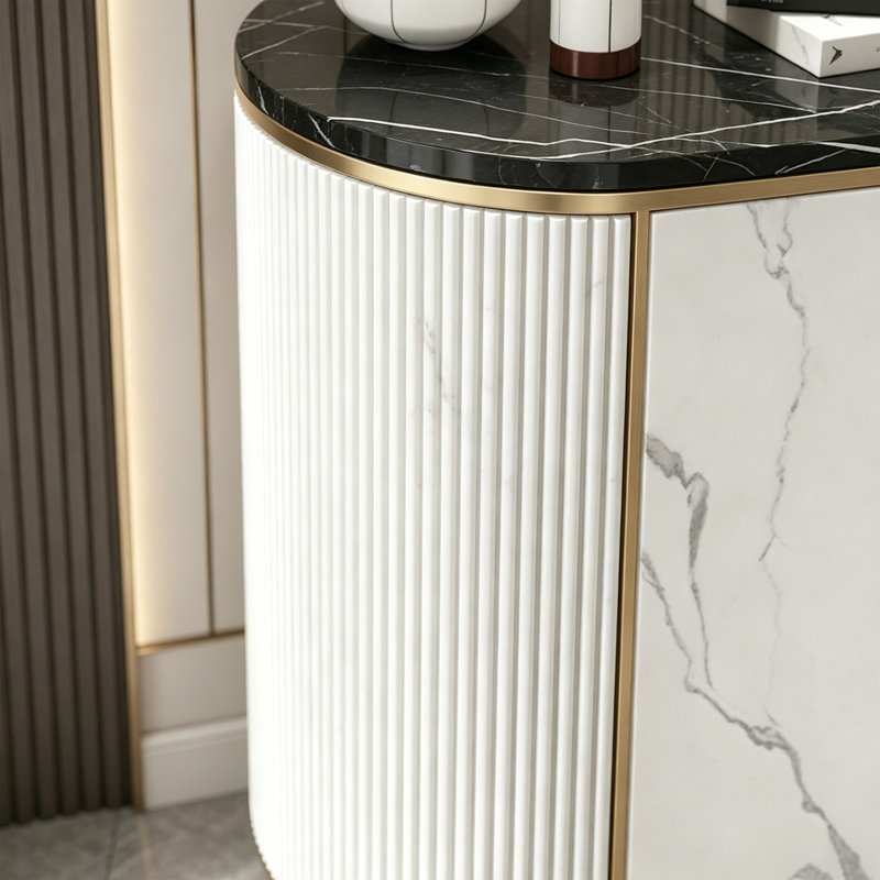 Buffet multifonctionnel de style italien, 35.43" H x 47.24" W x 13.78" D, Cream/White