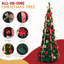 Arbre de Noël artificiel éclairé 7 pi avec décoration Godlen et ornements rouges-1240158412