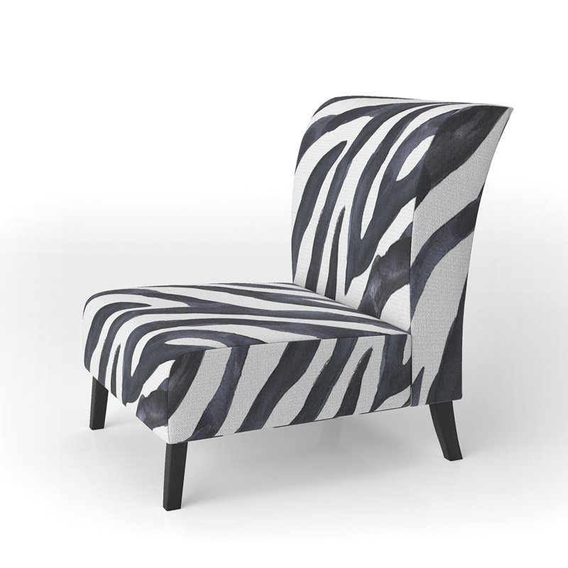 Zebra Striped - Upholstered Accent Slipper Chair, Dark Grey/White
