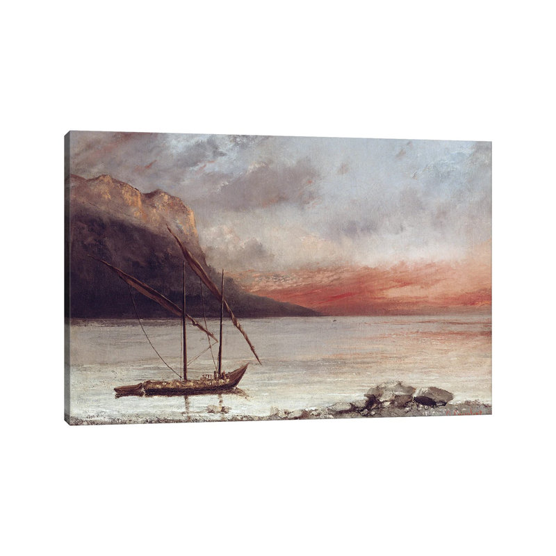 Sunset over Lake Leman, 1874 1 Piece Wall Art on Canvas, 30.48cm H x 45.72cm W