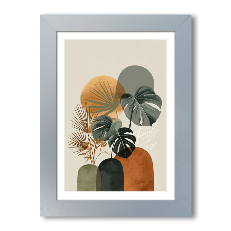 Botanical Abstract Wall Art Home Decor | Scandinavian Mid Century Monstera in Terracotta & Deep Green Giclee Art Print 1 Piece Wall Art